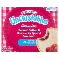 Smucker's Uncrustables Peanut Butter & Raspberry Spread Sandwich, 2 oz, 10 count