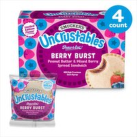 Smucker's Uncrustables Berry Burst Spread Sandwich Limited Edition Flavor, 2 oz, 4 count