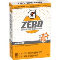 Gatorade Zero Zero Sugar Thirst Quencher Powder Orange 0.09 Oz, 10 Count