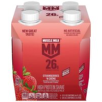 Muscle Milk High Protein Shake with Ultra-Filtered Milk Strawberries N Creme 11 Fl Oz X 4, 44 Fluid ounce