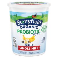 Stonyfield Organic Whole Milk Probiotic Yogurt, Banilla, 32 oz., 32 Ounce