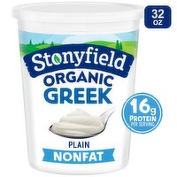 Stonyfield Organic Greek Plain Nonfat Yogurt, 32 oz