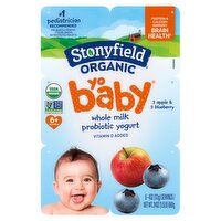 Stonyfield Organic YoBaby Whole Milk Probiotic Yogurt, 6+ Months, 4 oz, 6 count