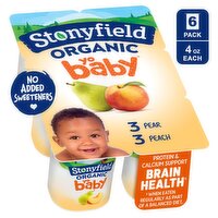 Stonyfield Organic YoBaby Peach & Pear Whole Milk Yogurt, 6+ months, 4 oz, 6 count
