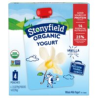 Stonyfield Organic Vanilla Whole Milk Yogurt, 3.5 oz, 4 count