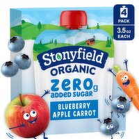 Stonyfield Organic Zero g Added Sugar Blueberry Apple Carrot Whole Milk Yogurt, 3.5 oz, 4 count