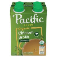 Pacific Foods Organic Low Sodium Free Range Chicken Broth, 8 fl oz, 4 count