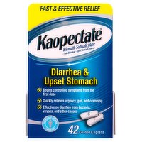 Kaopectate Diarrhea & Upset Stomach Reliever Coated Caplets, 42 count