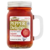 Norpaco Gourmet Foods Pepper Delights Red Cherry Peppers Stuffed with Salami & Provolone, 14 oz