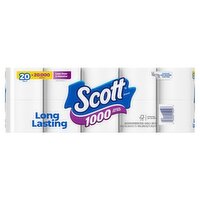 Scott Unscented Bathroom Tissue, 1000 Sheets, 20 count 