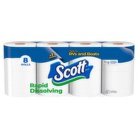 Scott Rapid-Dissolving Unscented Bathroom Tissue, 8 count