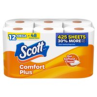 Scott ComfortPlus Unscented Bathroom Tissue, 12 count