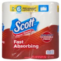 Scott Fast Absorbing Paper Towels, one-ply, 2 count, 324 Each