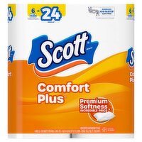 Scott Comfort Plus Unscented Bathroom Tissue, 6 count