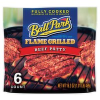 Ball Park Flame Grilled Beef Patty, 6 count, 16.2 oz