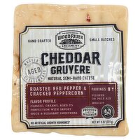 Wood River Creamery Cheddar Gruyere Roasted Red Pepper & Cracked Peppercorn Cheese, 8 oz