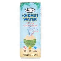 Grace Coconut Water with Real Coconut Pieces, 10.5 fl oz, 11 Fluid ounce