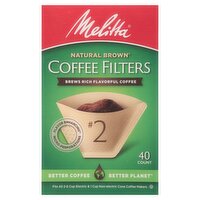 Melitta Natural Brown #2 Coffee Filters, 40 count, 40 Each