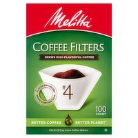 Melitta #4 Cone Coffee Filters, 100 count, 100 Each