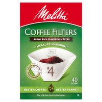 Melitta #4 Cone Coffee Filters, 40 count, 40 Each