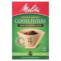 Melitta Natural Brown #4 Coffee Filters, 40 count, 40 Each