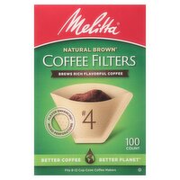 Melitta Natural Brown #4 Coffee Filters, 100 count, 100 Each