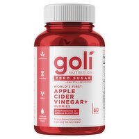 Goli Nutrition Zero Sugar Apple Cider Vinegar + Gummies Dietary Supplement, 60 count