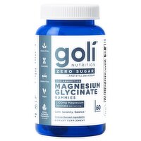 Goli Nutrition Zero Sugar High Absorption Magnesium Glycinate Gummies Dietary Supplement, 60 count