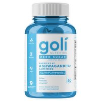 Goli Nutrition Zero Sugar Ashwagandha+ Gummies Dietary Supplement, 60 count