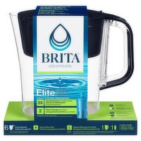 Brita Small 6 Cup Denali Water Filter Pitcher with 1 Brita Elite Filter, Black