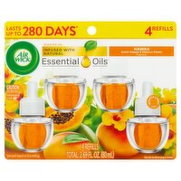 Air Wick Hawaii Exotic Papaya & Hibiscus Flower Fragrance Scented Oil Refills, 4 count, 2.69 fl oz