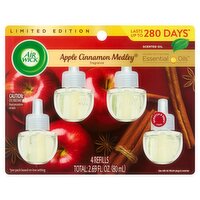 Air Wick Apple Cinnamon Medley Fragrance Scented Oil Refills Limited Edition, 4 count, 2.69 fl oz