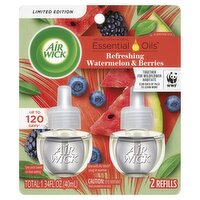 Air Wick Essential Oils Refreshing Watermelon & Berries Scented Oil Refills, 2 count, 1.34 fl oz