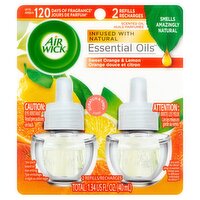 Air Wick Essential Oils Sweet Orange & Lemon Scented Oil Refills, 2 count, 1.34 fl oz