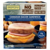 Greenfield Natural Meat Co. Canadian Bacon Sandwich, 4 count, 15.5 oz