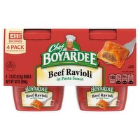 Chef Boyardee Beef Ravioli Bowls in Pasta Sauce, 7.5 oz, 4 count, 30 Ounce