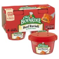 Chef Boyardee Beef Ravioli Bowls in Pasta Sauce, 7.5 oz, 4 count, 30 Ounce
