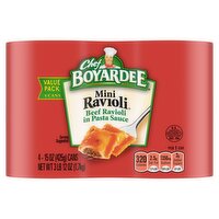 Chef Boyardee Mini Ravioli Beef Ravioli in Pasta Sauce Value Pack, 15 oz, 4 count, 60 Ounce