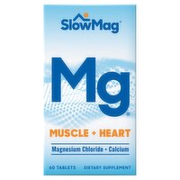 SlowMag Mg Muscle + Heart Magnesium Chloride + Calcium Dietary Supplement, 60 count