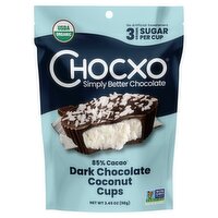 Chocxo 85% Cacao Dark Chocolate Coconut Cups, 3.45 oz