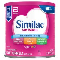 Similac Soy Isomil OptiGro Infant Formula with Iron Soy-Based Powder, 0-12 Months, 12.4 oz, 12.4 Ounce