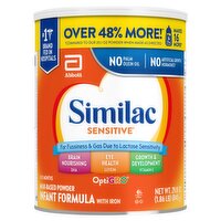 Similac Sensitive OptiGro Milk-Based Powder Infant Formula with Iron, 0-12 Months, 29.8 oz