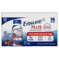 Ensure Plus Nutrition Shake Liquid Milk Chocolate, 8 fl oz, 16 count, 128 Fluid ounce