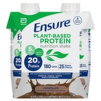 Ensure Chocolate Plant-Based Protein Nutrition Shake, 11 fl oz, 4 count