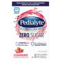 Pedialyte Zero Sugar Strawberry Electrolyte Drink Mix, 0.12 oz, 8 count