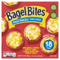 Bagel Bites Three Cheese Pizza Snacks! Family Size!, 18 count, 14 oz, 14 Ounce