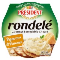 Président Rondelé Peppercorn & Parmesan Gourmet Spreadable Cheese, 6.5 oz