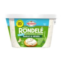 Président Rondelé Light Garlic & Herbs Spreadable Cheese, 8 oz