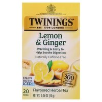 Twinings Lemon & Ginger Flavoured Herbal Tea Bags, 20 count, 1.06 oz