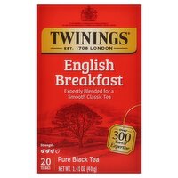 Twinings English Breakfast Pure Black Tea Bags, 20 count, 1.41 oz, 1.41 Ounce